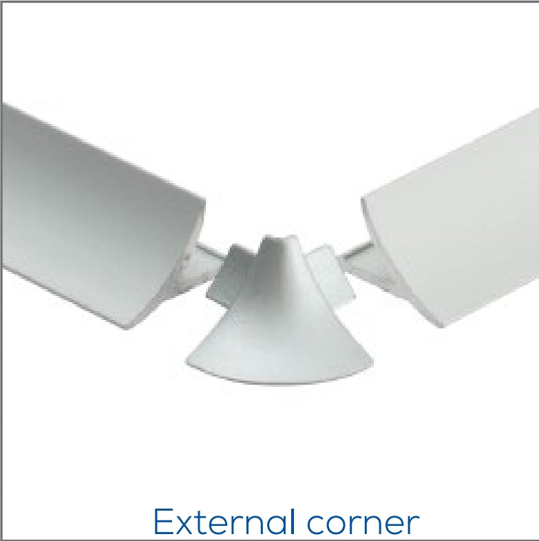 Transition Wall and Floor Connection Trim Silver Anodized Internal Corner 2 Connections (2 Pieces) T COVE