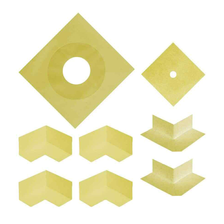 Waterproofing Accessory Kit with Internal/External Sealing Corners, Pipe Collar, and Mixing. Steam Shower Rated. Valve