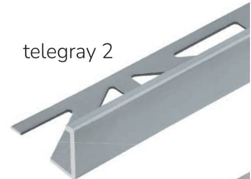 L Shaped TeleGray 2 Grout Match Tile Trim Durosol By Dural 94"