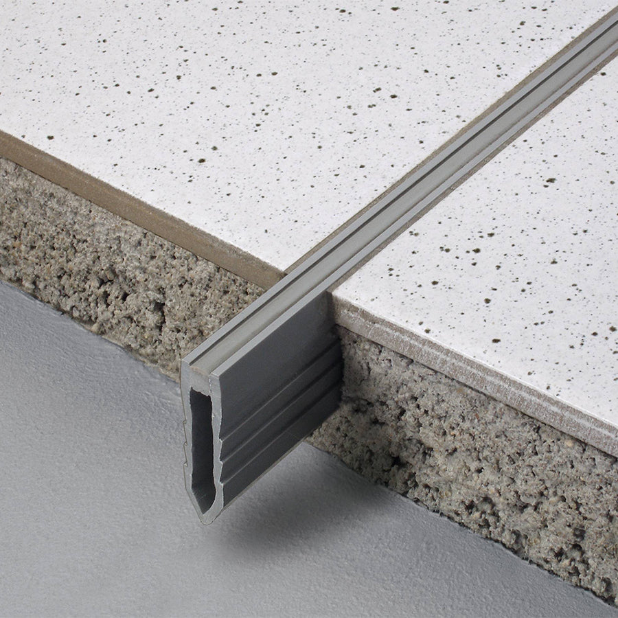 Expansion and Movement Joint Tile Profile Gray Narrow Base for Thick Bed Installation 94" Duraflex TL PVC