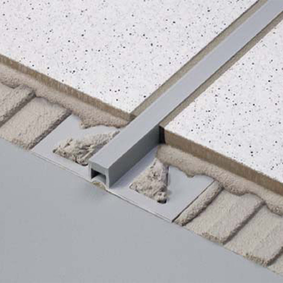 Expansion and Movement Joint Tile Profile Gray Large Punched Base for Thin Bed Installation 94" Duraflex PVC