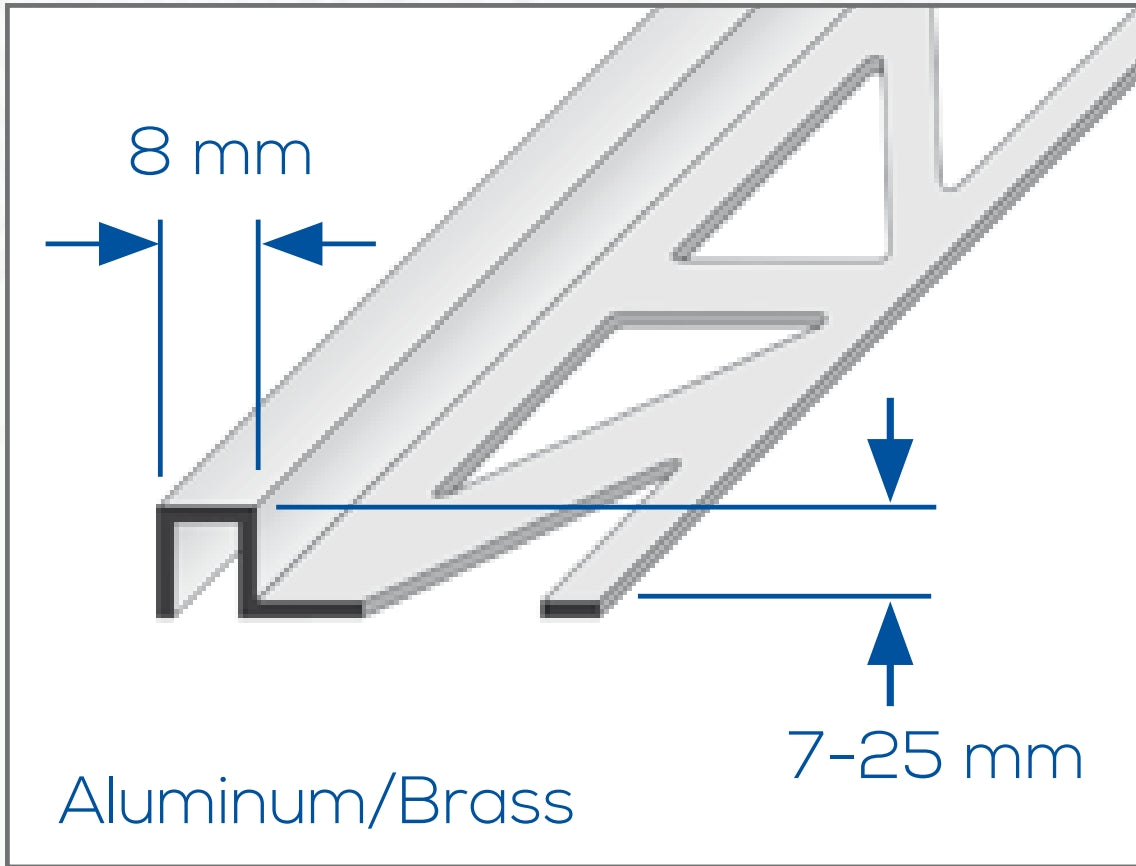 Rectangular Tile Edge Trim Profile Brass Natural Duraplus 94"