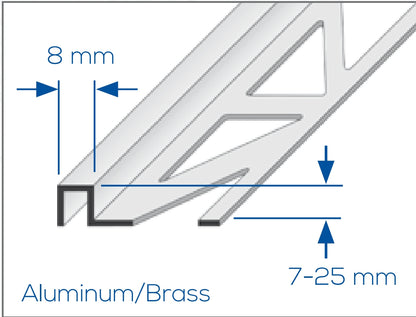 Rectangular Tile Edge Trim Profile Brass Polished High Gloss Duraplus  94"