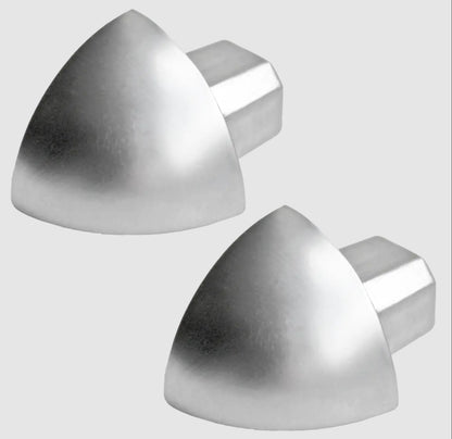 Round External Corner Piece Edge Tile Trim Silver Anodized (2 Pieces) Durondell