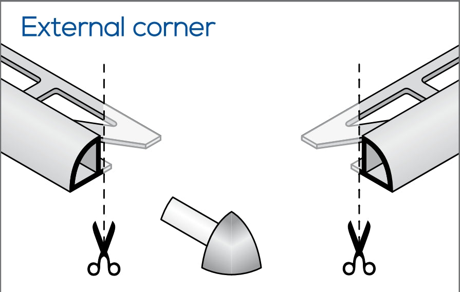 Round External Corner Piece Edge Tile Trim Silver Anodized (2 Pieces) Durondell