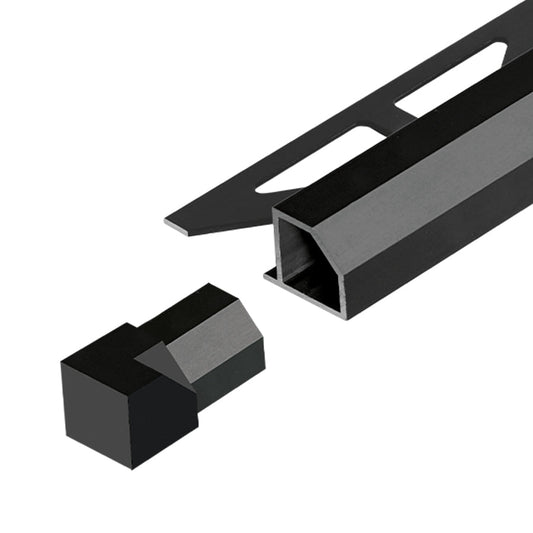 Diamond Edge Internal Corner Piece Tile Trim Matte Black Duraplus (2 Pieces)