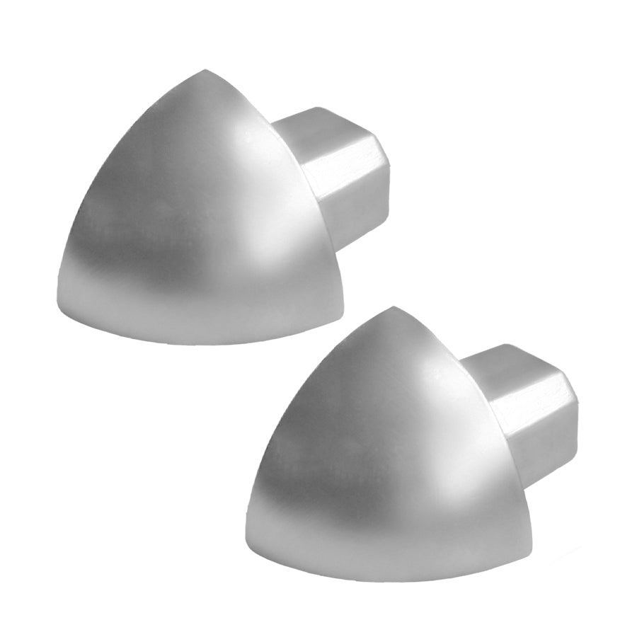 Round External Corner Piece Edge Tile Trim High Gloss Silver (2 Pieces) Durondell