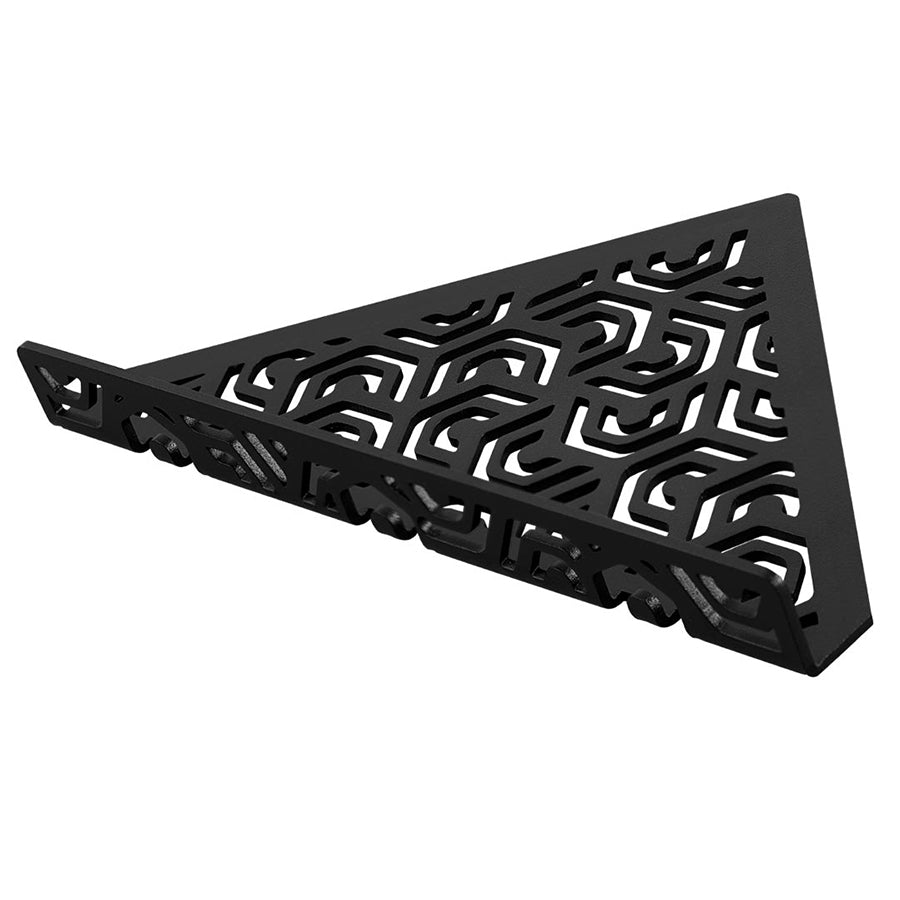 Floating Corner Tile Shower Shelf Triangular with Railing & Hanger Matte Black Penta Design Ti-Shelf