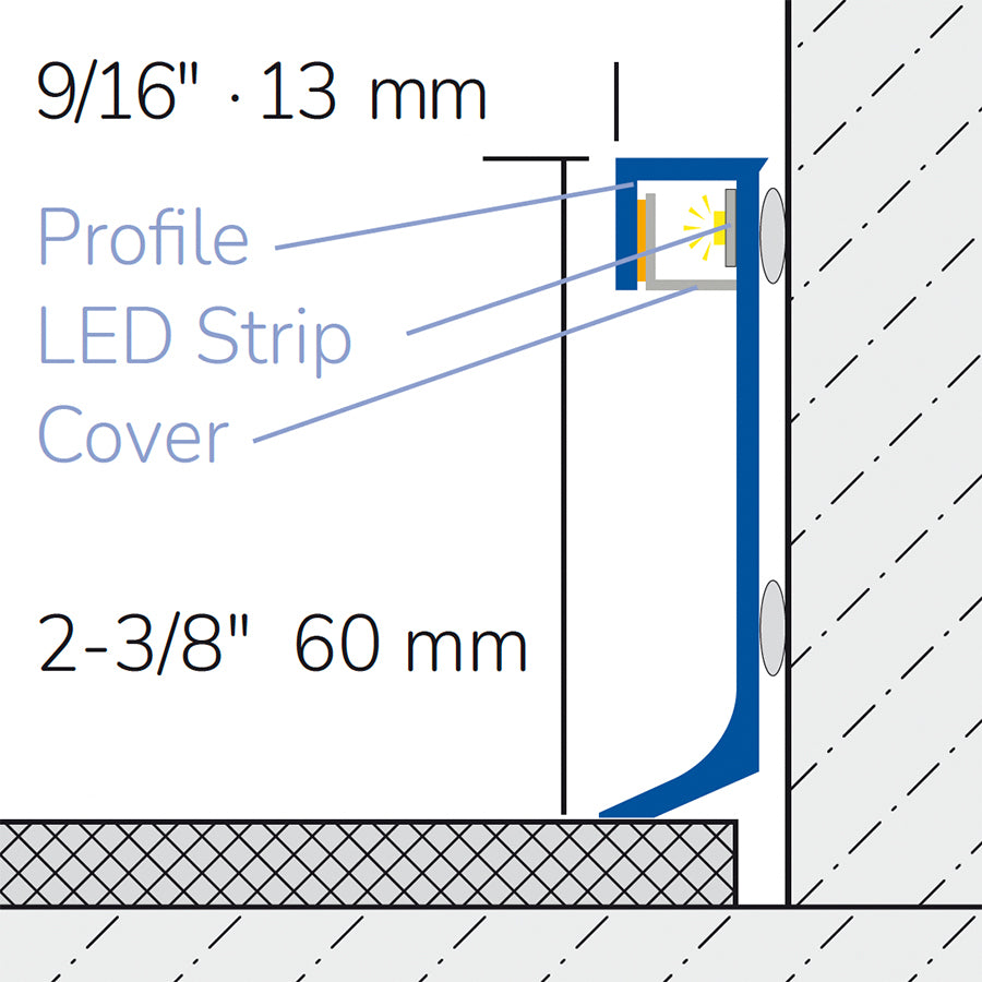 Illuminable Skirting Construct LED Champagne Anodized 94"