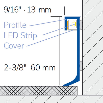 Illuminable Skirting Construct LED Nickel Titanium Anodized 94"