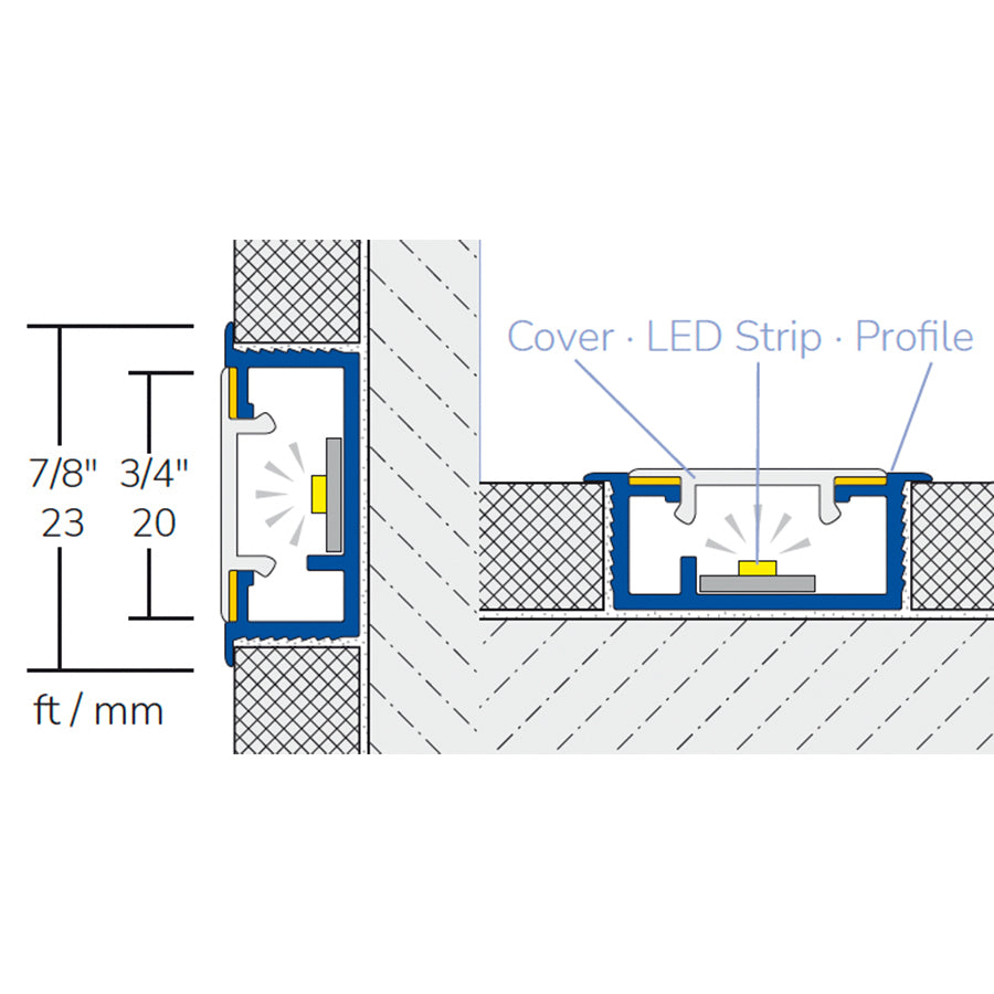 LED Tile Profile Edge Base Cover Trim Black Duralis 94"