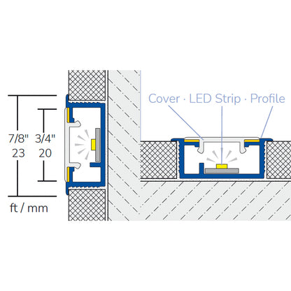 LED Tile Profile Edge Base Trim White Duralis 94"