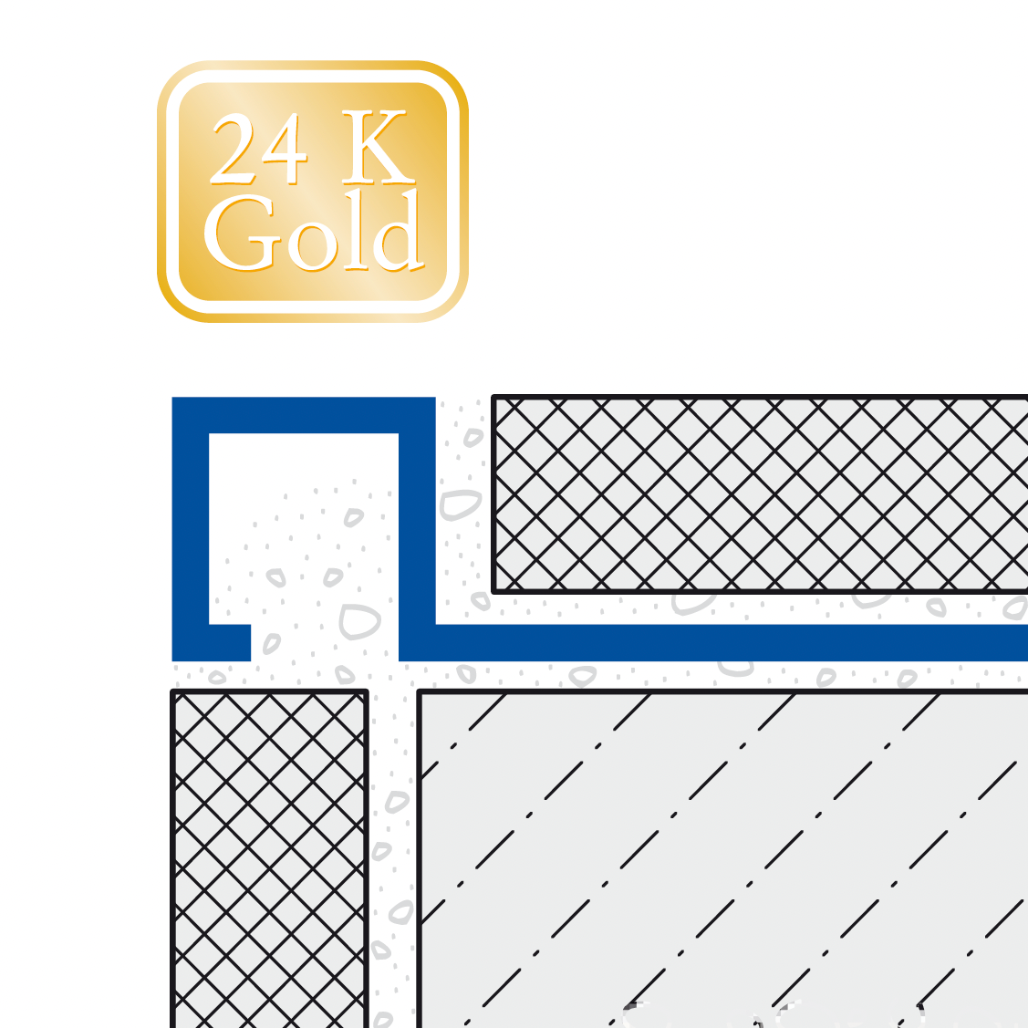 Premium 24K Gold Plated Brass Square Tile Profile Trim Squareline 98"