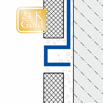 Premium 24K Gold Plated Brass Square Tile Profile Trim Duraplus 98"