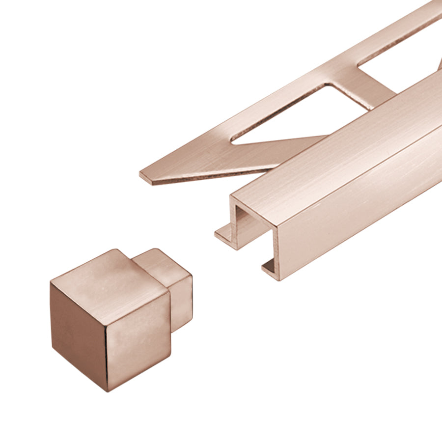 Square Corner Piece Edge Tile Trim (2 Pieces) Copper Squareline