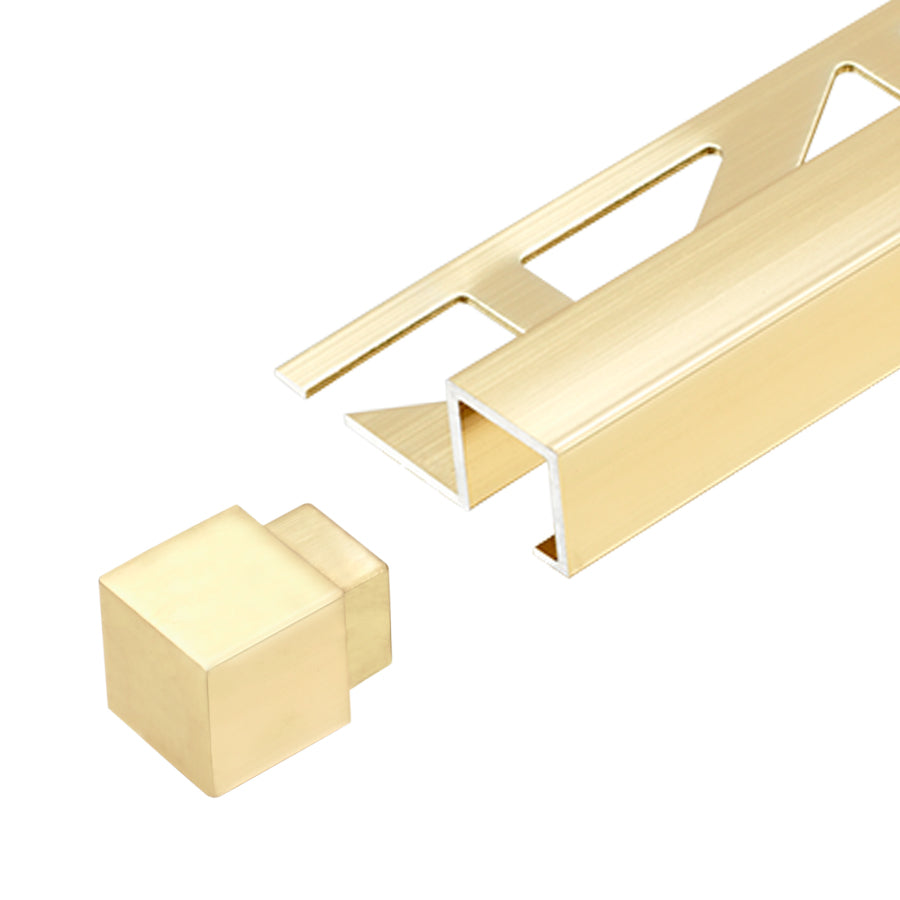 Square Corner Piece Edge Tile Trim (2 Pieces) Gold Squareline