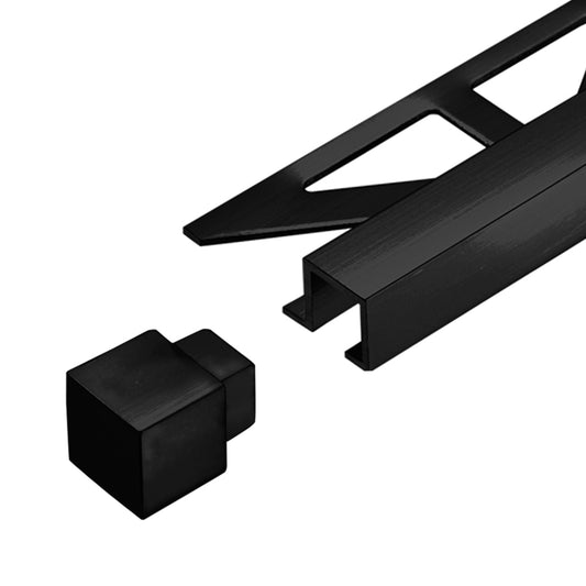 Square Corner Piece Edge Tile Trim (2 Pieces) Matte Black Squareline