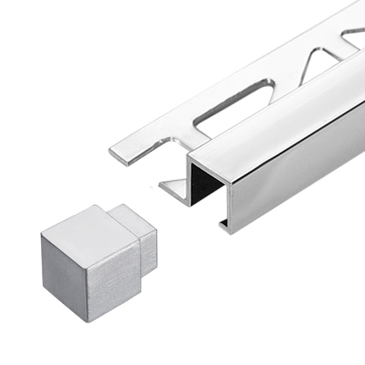 Square Corner Piece Edge Tile Trim (2 Pieces) Silver Squareline