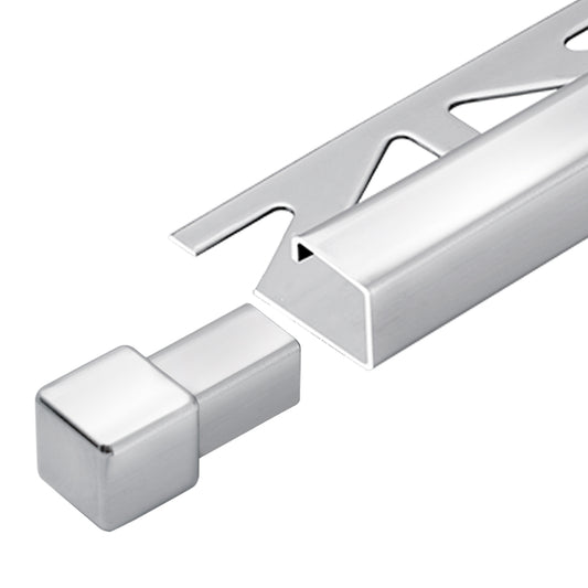 Square Corner Piece Edge Tile Trim (2 Pieces) Stainless Steel Squareline