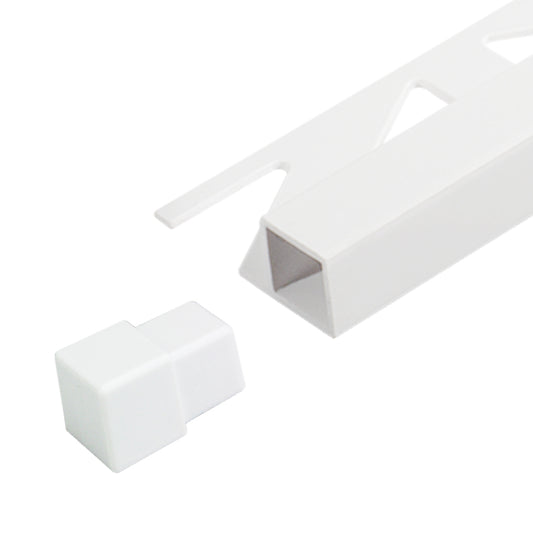 Square Corner Piece Edge Tile Trim (2 Pieces) White Squareline