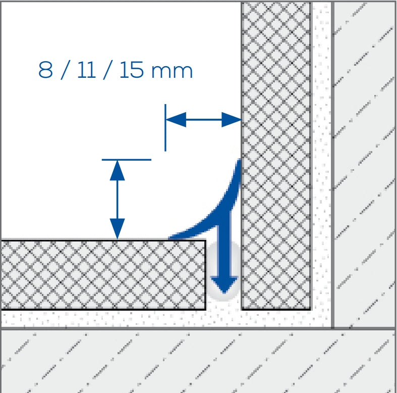 Transition Wall and Floor Connection Trim Silver Anodized 94" T COVE