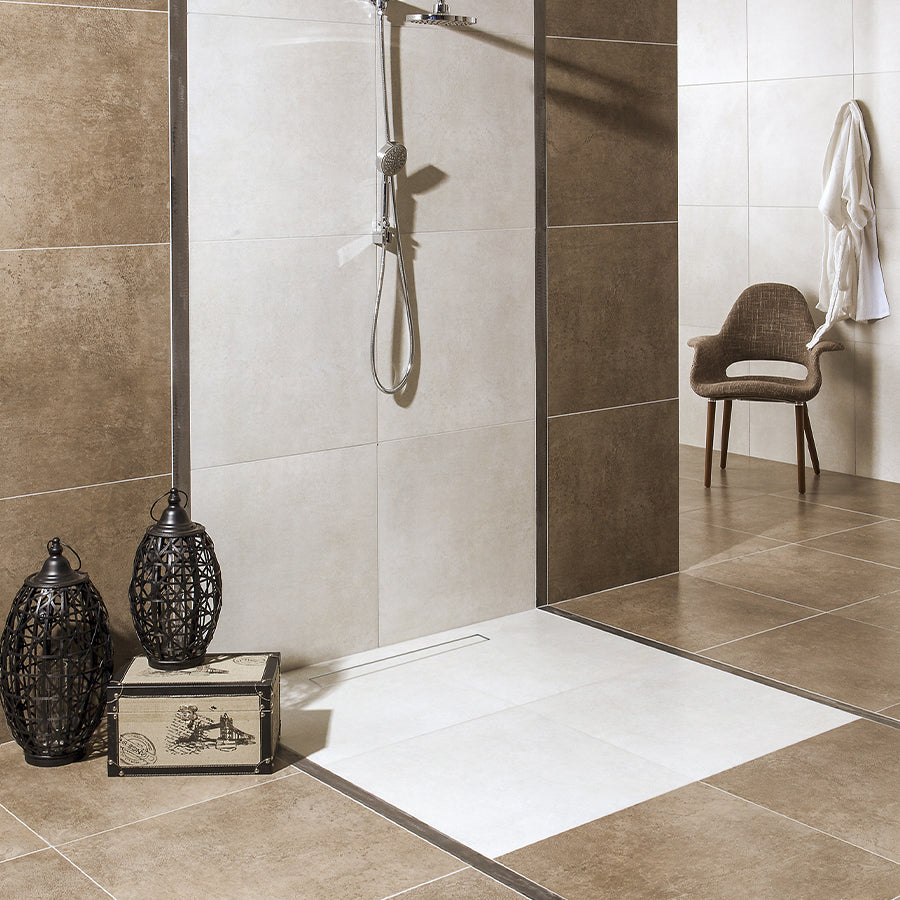 Linear Shower Drain Grate Flat or Tile-In and Drain Channel Concrete Gray MyVario (Double Face)