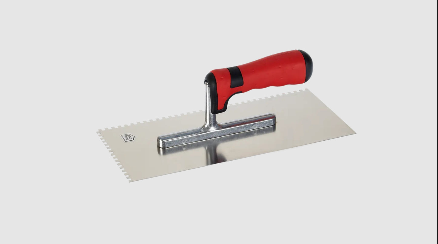 Smoothing Trowel Stainless Steel Square Notched with Soft Grip