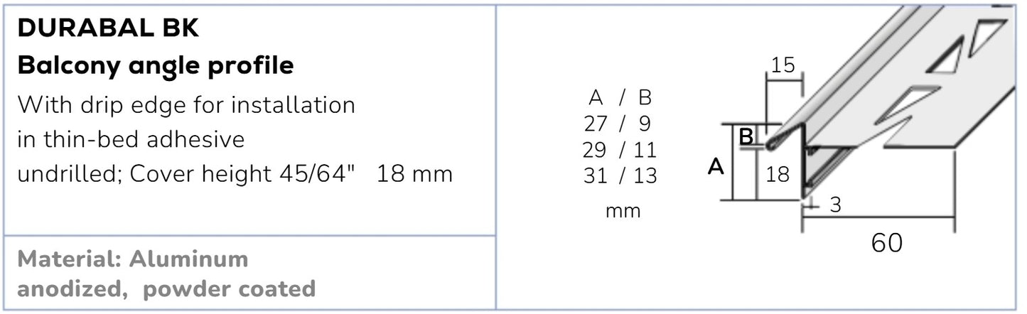 DURABAL-BK Balcony Edge Profile - Anthracite Black