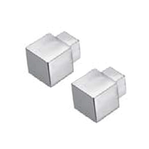 Square Corner Piece Edge Tile Trim High Gloss Silver (2 Pieces) Squareline